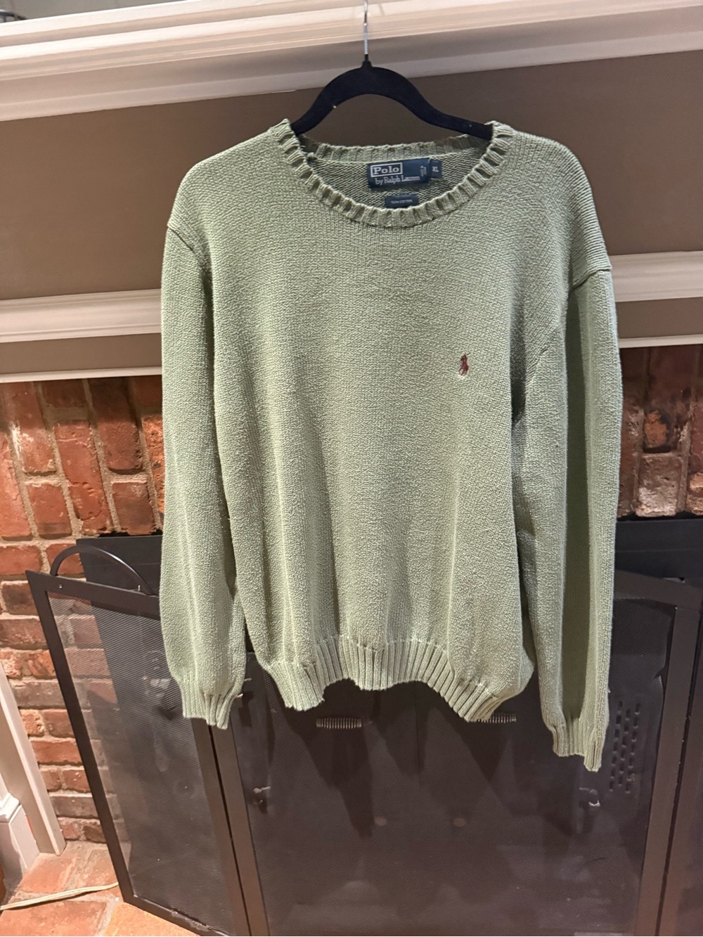 Vintage Polo Ralph Lauren Sage Green Cotton Knit Crewneck Sweater XL